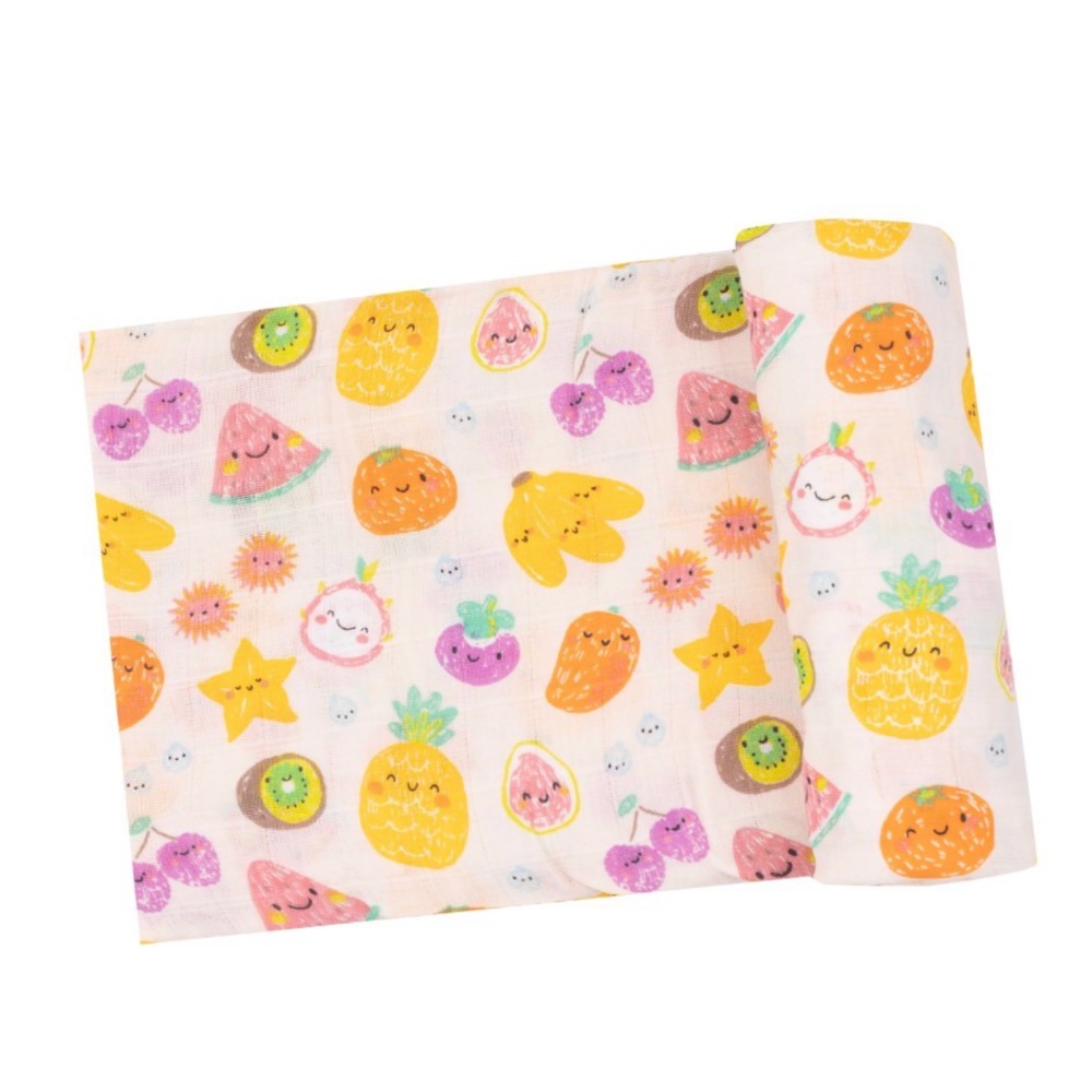 Angel Dear Fruit Print Baby Blanket - Pink and Yellow